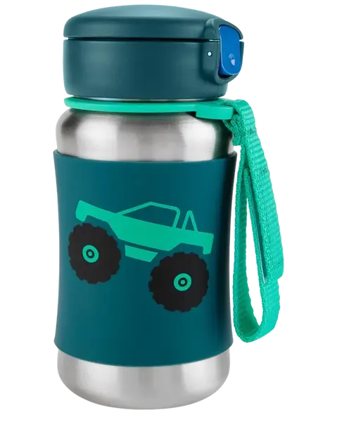 SKIP HOP Spark Style Láhev s brčkem na vodu nerez Monster Truck 12m+ 350 ml