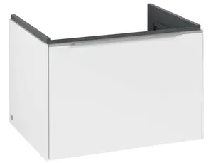 Villeroy & Boch Subway 3.0 - Umývadlová skrinka, 62x43x48 cm, 1 zásuvka, Pure White/lesklý hliník C57500VF