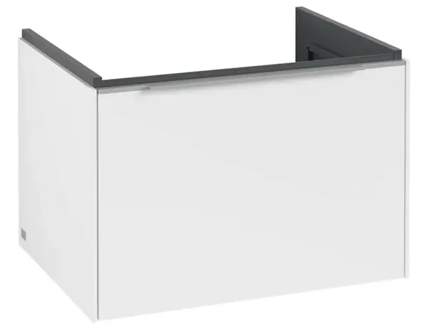 Villeroy & Boch Subway 3.0 - Umývadlová skrinka, 62x43x48 cm, 1 zásuvka, Pure White/lesklý hliník C57500VF