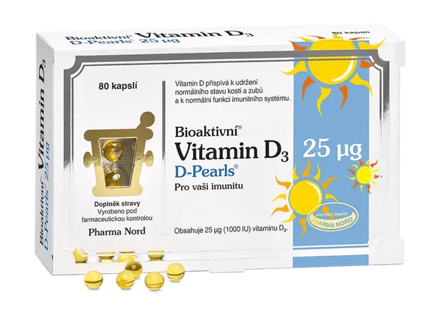 Bioaktivní Vitamin D3 D-Pearls 25mcg 80 kapslí
