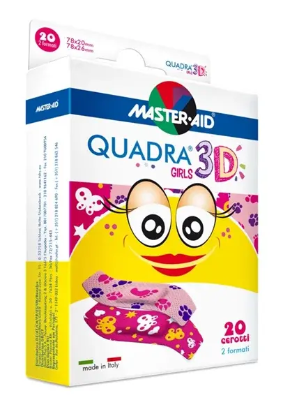 QUADRA 3D Dívky Dětská barevná náplast 20ks 2 vel.