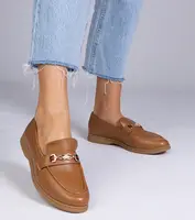 Gemre Dark brown loafers with a gold decoration Feola