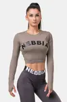 Nebbia Sporty HERO crop top s dlouhým rukávem 585 , mocha, S
