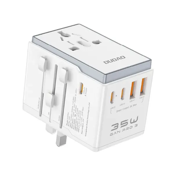 Dudao cestovní adaptér A35Pro 35W 3x USB-C 2x USB-A, bílý