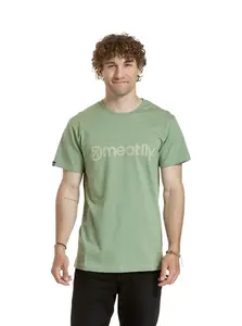 Meatfly pánské tričko Striped Logo Basil | Zelená | Velikost XXL | 100% bavlna