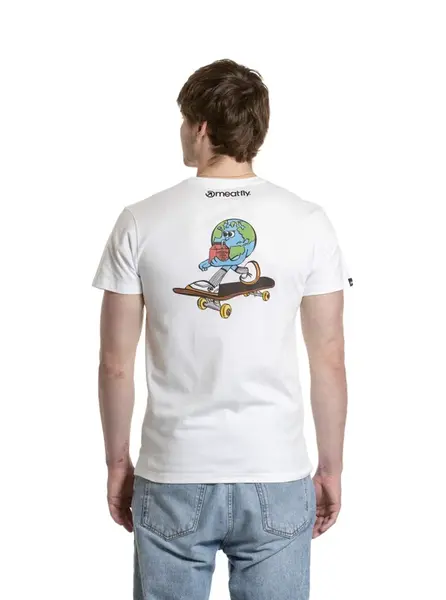 Meatfly pánské tričko Planet White | Bílá | Velikost XL | 100% bavlna