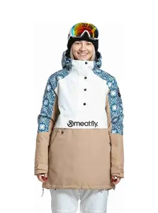 Meatfly dámská SNB & SKI bunda Aiko Mosaic / Latte | Bílá | Velikost XS