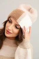 Kesi Dámska čiapka farebná z viskózy s ozdobným gombíkom béžová + camelová