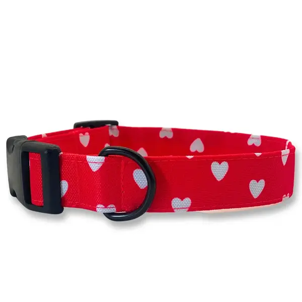 PafDog Obojek pro psy LÁSKA - červený se srdíčky PAF-511