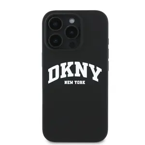 Zadní kryt DKNY Liquid Silicone Arch Logo MagSafe pro Apple iPhone 16 Pro Max, černá