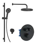 kielle Oudee - Sprchový set s termostatickou baterií pod omítku, pro 2 spotřebiče, s příslušenstvím a tělesem, matná černá 20602SPT14
