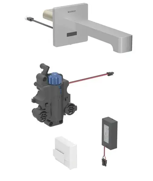 Geberit Brenta - Termostatická elektronická umyvadlová baterie pod omítku, bateriové napájení, easy to clean, kartáčovaná nerez 116.278.SN.1