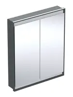 Geberit ONE - Zrcadlová skříňka s LED osvětlením, 75x90x15 cm, 2 dvířka, vestavná, matná černá 505.802.00.7