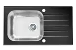 Alveus Altone - Dřez 78x44 cm, s ovládáním odtoku, černé sklo/nerez 1114558