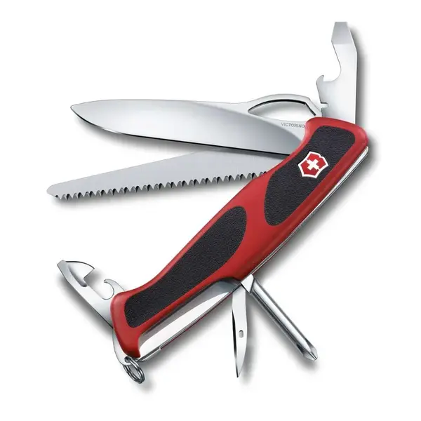 VICTORINOX - Veľký vreckový nôž Ranger 78 M Grip, 12 funkcií, červená 0.9663.MC