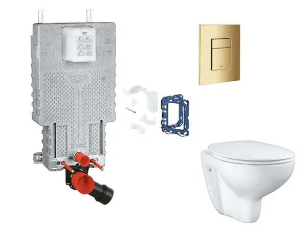 Grohe Uniset - Set predstenovej inštalácie, klozetu, dosky SoftClose, tlačidla Skate Cosmopolitan a súpravy na vhadzovanie tabliet, Cool Sunrise SANI1