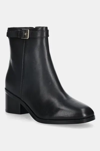 Kožené kotníkové boty Tommy Hilfiger TH BUCKLE RIDING MID HEEL BOOTIE