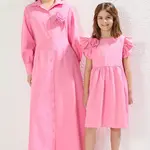 Trendyol Pink Flower Detail Buttoned Woven Mother Daughter Shirt Dress
