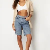 Trendyol Svetlomodré Džínsy s Vysokým Pásom & Bermudy