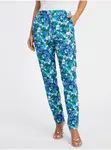 Zeleno-modré dámske kvetované nohavice ORSAY