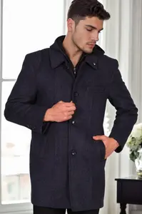 PLT8335 DEWBERRY MEN'S COAT-DIAGONAL BLACK-BLUE-2