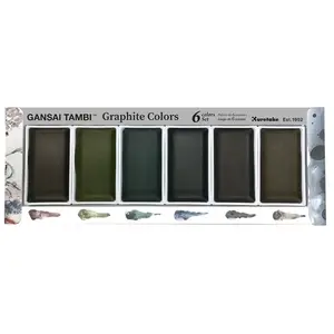 Sada akvarelových barev Gansai Tambi Graphite Colours - 6 grafitových odstínů