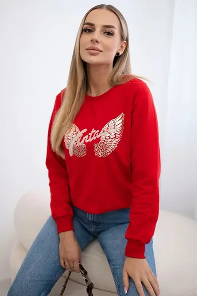 Červená mikina s potiskem