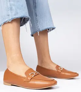 Gemre Brown elegant loafers with rhinestones Banzao