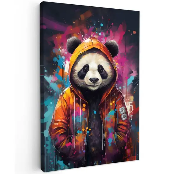 MuchoWow OBRAZ NA PLÁTNĚ Panda - Bunda - Graffiti - Oranžová 60x90 cm