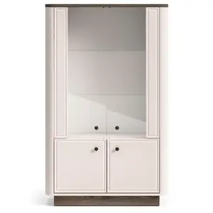 Selsey VITRÍNA Vilavio 4dveřová kašmírově šedá / dekor dubu 92 cm