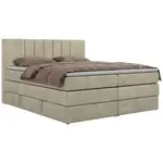 MKS POSTEL BOXSPRING INERO KING 180/200 - Béžová Samet - Topper Visco - H4