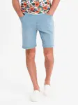 Ombre Men's shorts with elastic waistband and wash effect - light blue