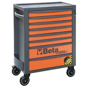 Dílenský vozík, 8 zásuvek, systém proti převrácení, oranžový - Beta Tools