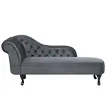 Beliani ČALOUNĚNÉ LEHÁTKO CHAISE LONGUE Sametová látka šedé levostranné Nimes
