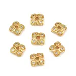 Brass Micro Pave Clear Cubic Zirconia Bead Caps