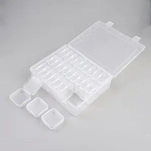 Rectangle Plastic Organizer Storage Boxes with 30Pcs Mini Square Nail Art Small Items Cases