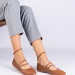 Gemre Brown eco-leather ballet flats with buckles Vitoldora