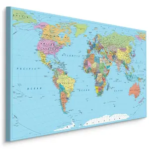 Muralo OBRAZ NA PLÁTNĚ Politická mapa světa 40x30