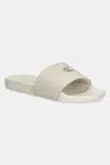 Pantofle Calvin Klein Jeans SLIDE MONOGRAM HARDWARE dámské, béžová barva, YW0YW01713