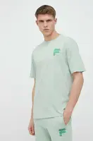 Bavlněné tričko Fila tyrkysová barva, s potiskem