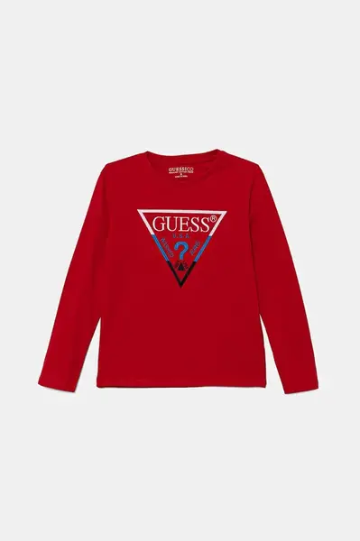 Dětské bavlněné tričko s dlouhým rukávem Guess