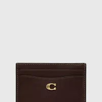 Kožené pouzdro na karty Coach Essential Card Case hnědá barva