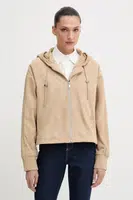 Semišová bunda BOSS béžová barva, přechodná, oversize, 50543211