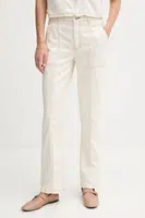 Kalhoty Dkny dámské, béžová barva, high waist, P5DKXB18