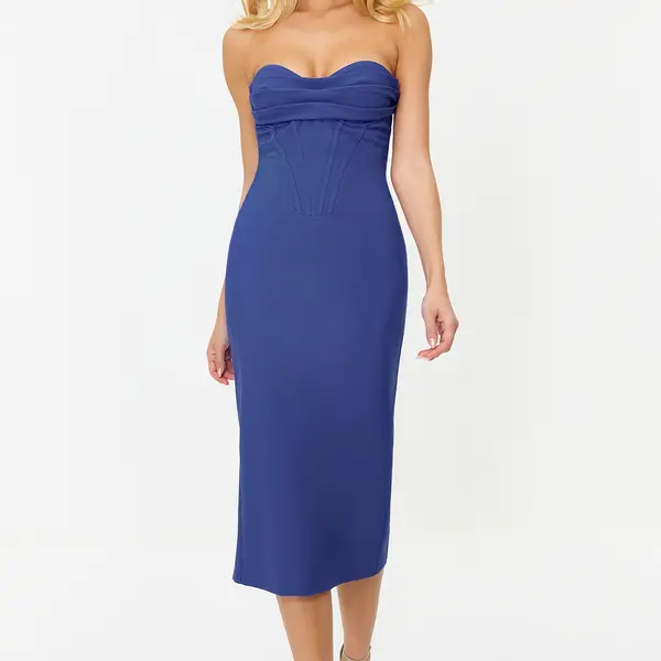 Trendyol Saxe-fitting Corset Detailed Woven Elegant Evening Dress