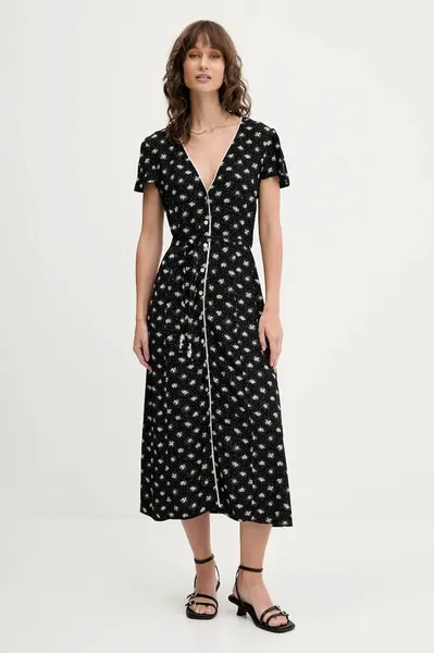 Šaty Tommy Jeans černá barva, midi, DW0DW20884