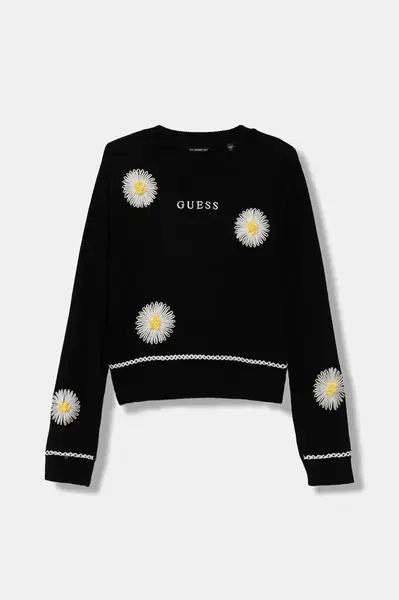 Dětský svetr s příměsí vlny Guess černá barva, J5YR10 Z0110