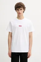 Bavlněné tričko Levi's pánské, bílá barva, s potiskem, 79554