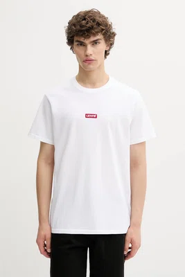 Bavlněné tričko Levi's pánské, bílá barva, s potiskem, 79554