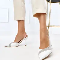 Gemre White open-heeled sandals with rhinestones Lura